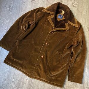 Vintage 1970s Corduroy Shearling Coat • Made in Japan • Size 46